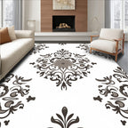 Gray Floral Damask Medallion Arrangement Rug