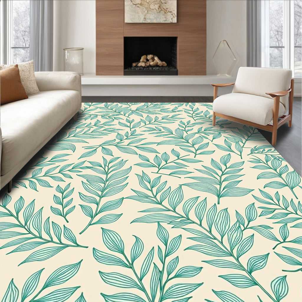 Nature Inspired Leaf Pattern Rug