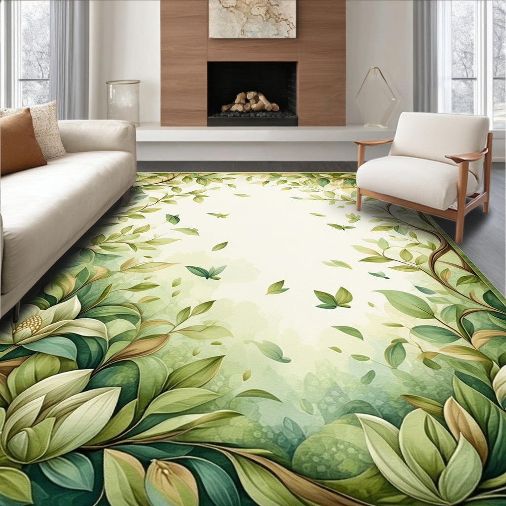 Enchanting Greenery Floral Garden Rug