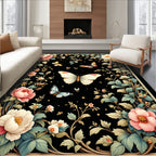 Floral Butterfly Garden Pattern Design Rug