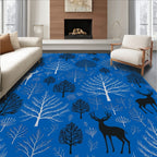Winter Woodland Deer Tree Pattern Rug