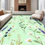Floral Lavender Daisy Meadow Pattern Rug