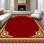Crimson and Gold Ornamental Border Rug