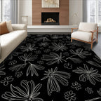 Botanical Illustration With Delicate Flowers Rug