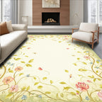 Whimsical Floral Vine Butterfly Pattern Rug