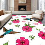 Whimsical Hummingbird Fuchsia Floral Pattern Rug