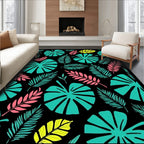 Tropical Leaf Pattern Vibrant Accent Rug
