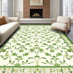 Green Vine And Flower Pattern Rug