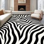 Bold Black White Zebra Pattern Rug