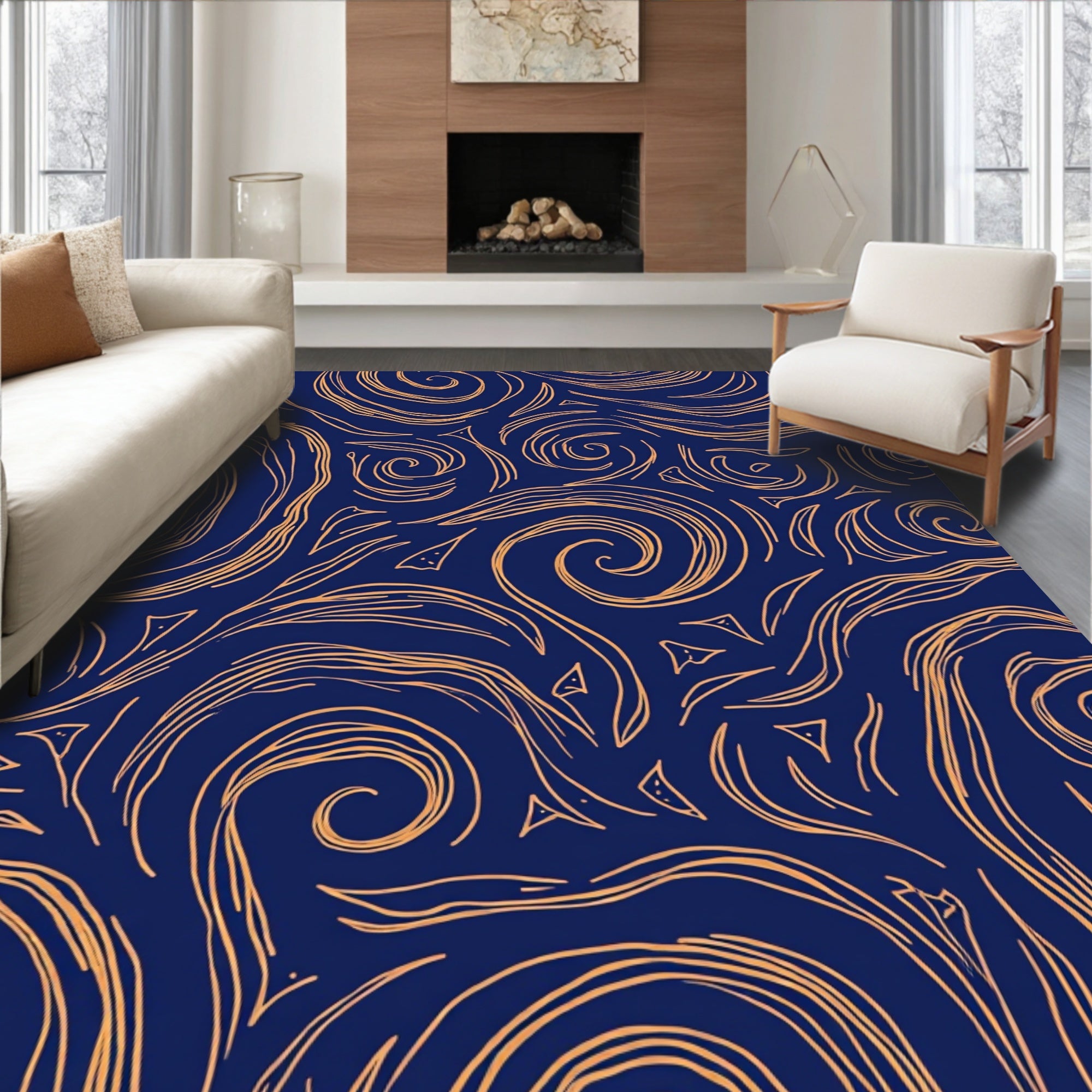 Swirling Lines Abstract Pattern Rug
