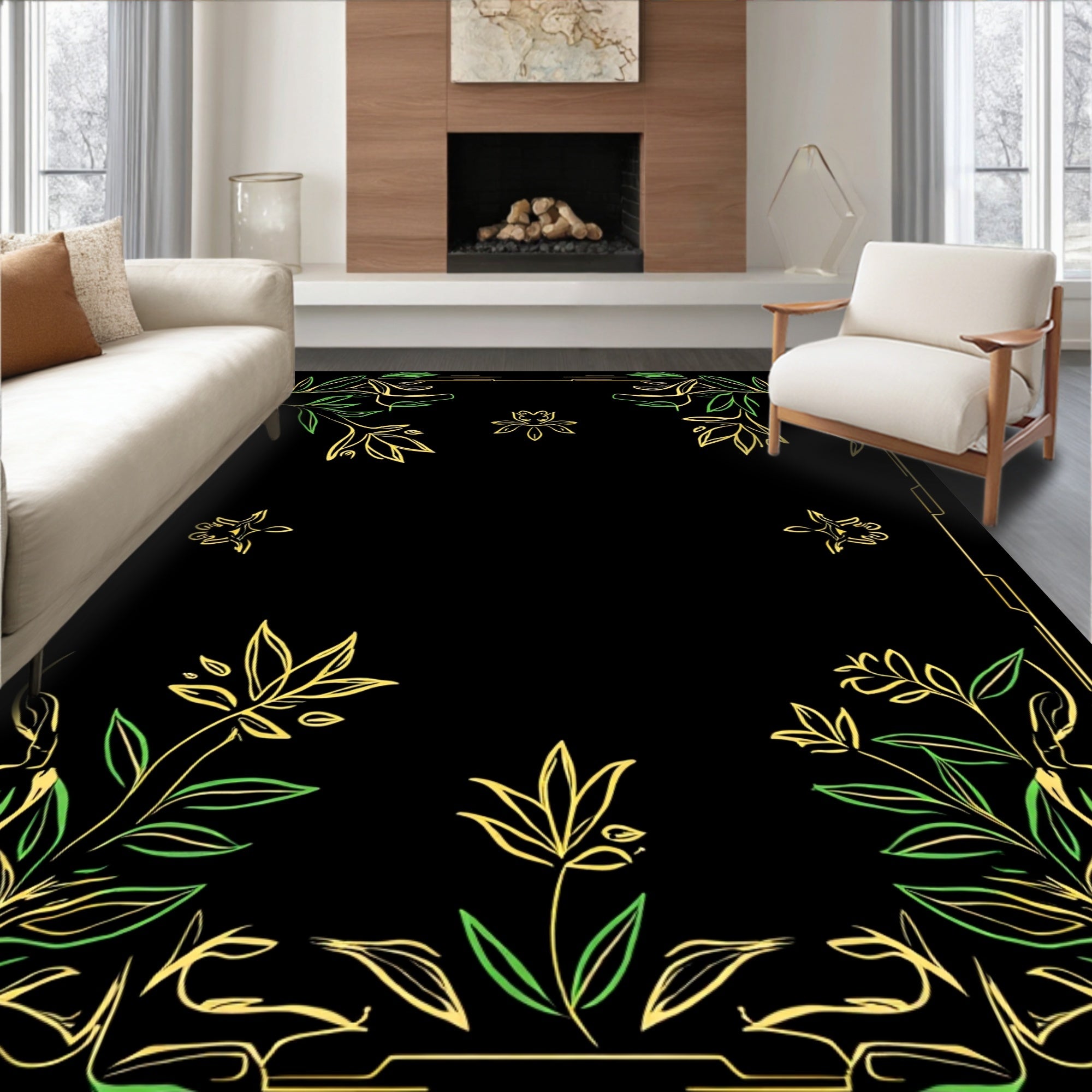 Art Nouveau Floral Scroll Rug