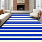 Modern Blue White Striped Pattern Rug
