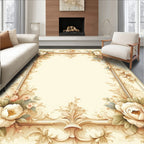 Floral Scrollwork Elegant Cream Rug
