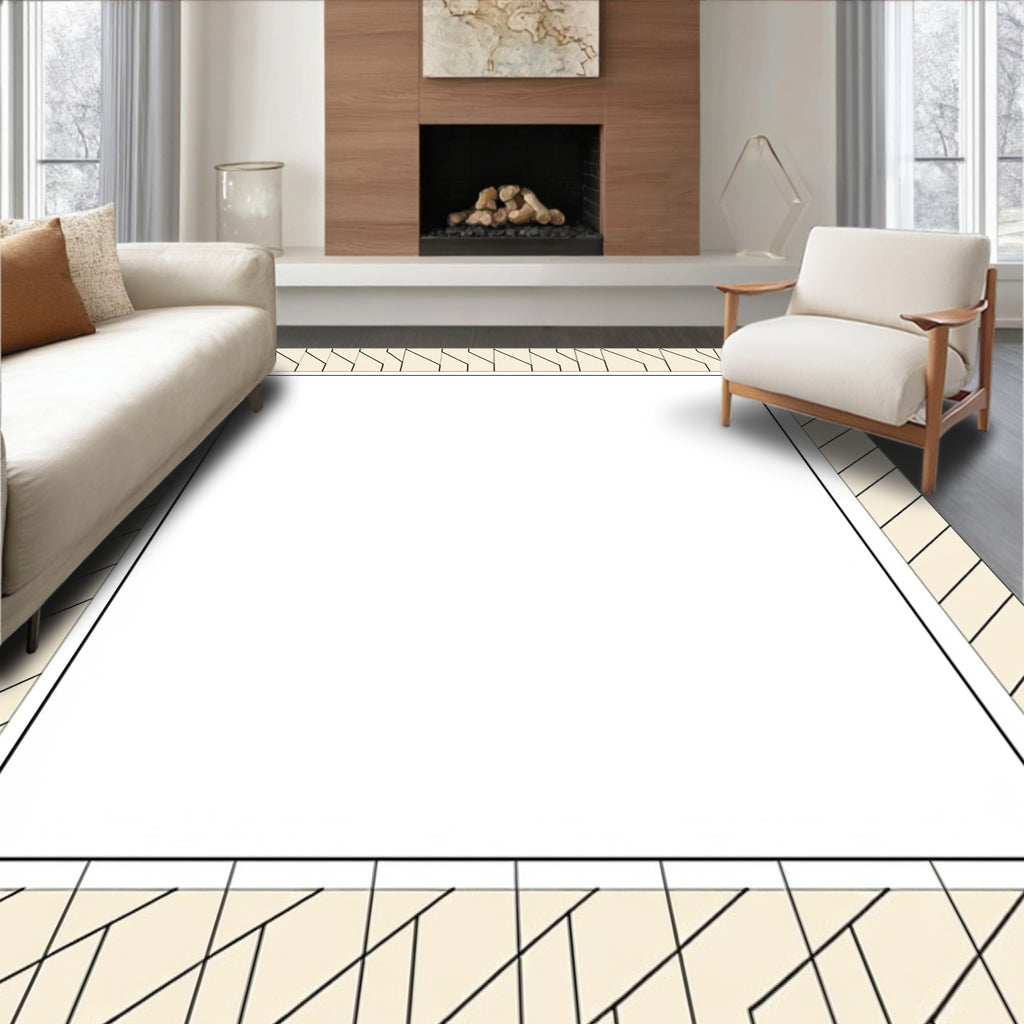 Geometric Tonal Stripe Border Design Rug