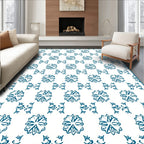 Deep Teal Floral Geometric Repeat Rug