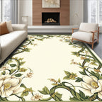 Ornate Floral Scroll Frame Design Rug