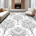 Ornate Floral Scrollwork Damask Design Rug