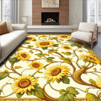 Golden Sunflower Vine Pattern Rug