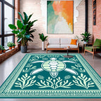 Coastal Turtle Seaweed Patterned Rug