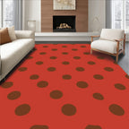 Classic Red Brown Polka Dot Pattern Rug
