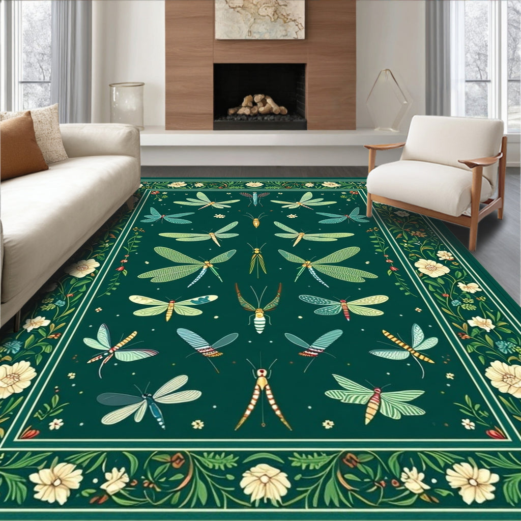Art Nouveau Insect Floral Pattern Rug