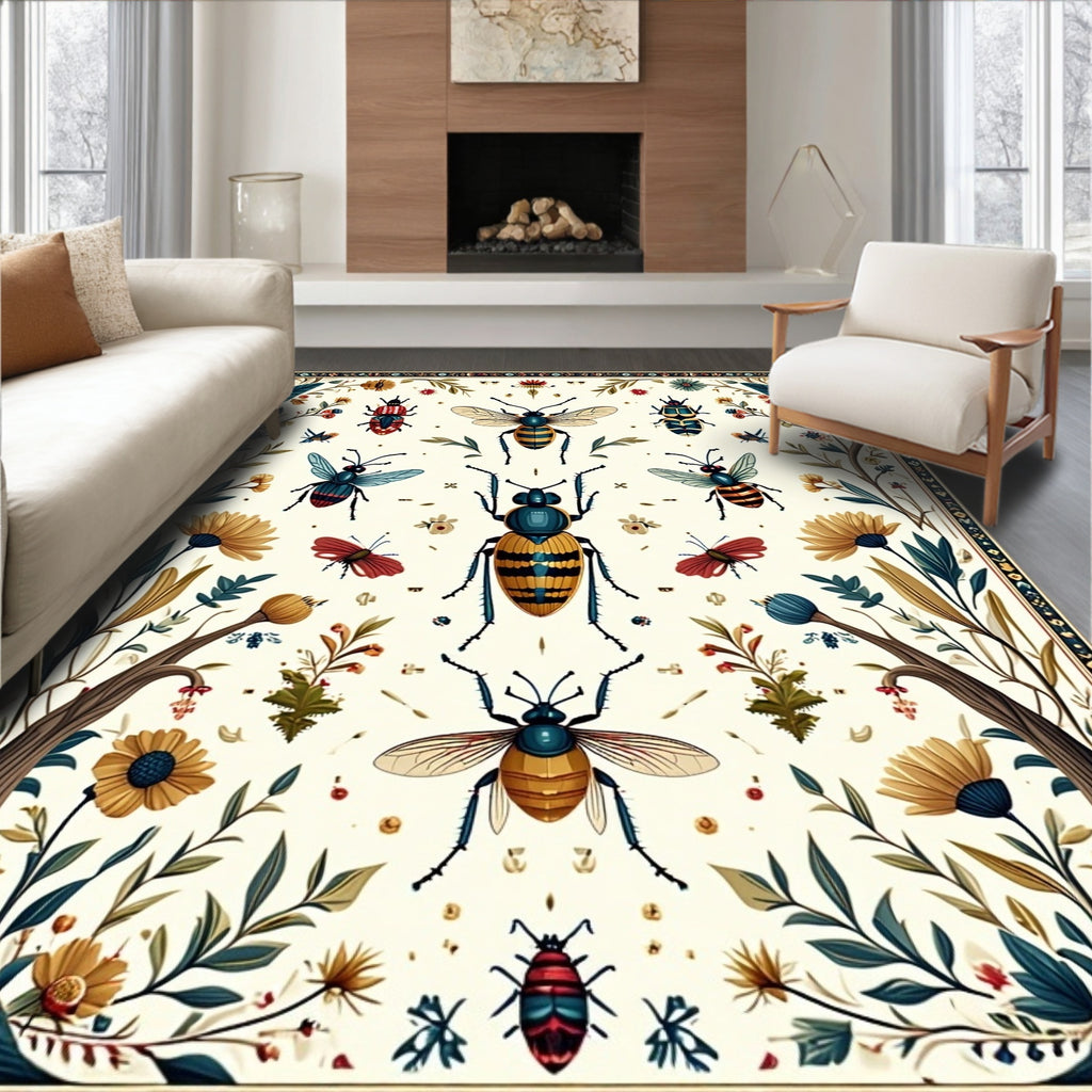 Eclectic Insects Botanical Pattern Rug
