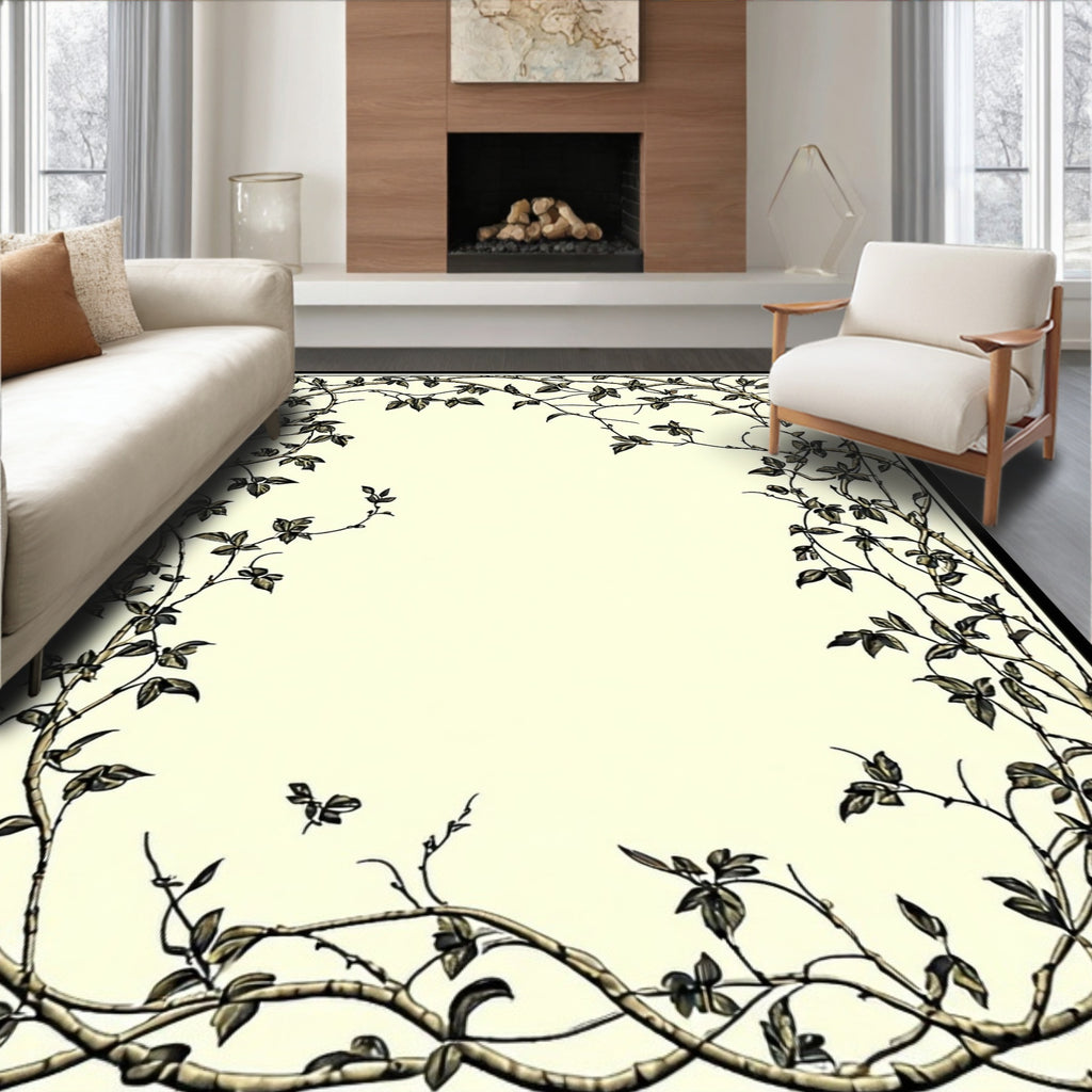 Vine and Leaf Border Design Rug