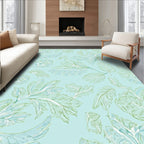Light Aqua Tropical Leaf Pattern Rug