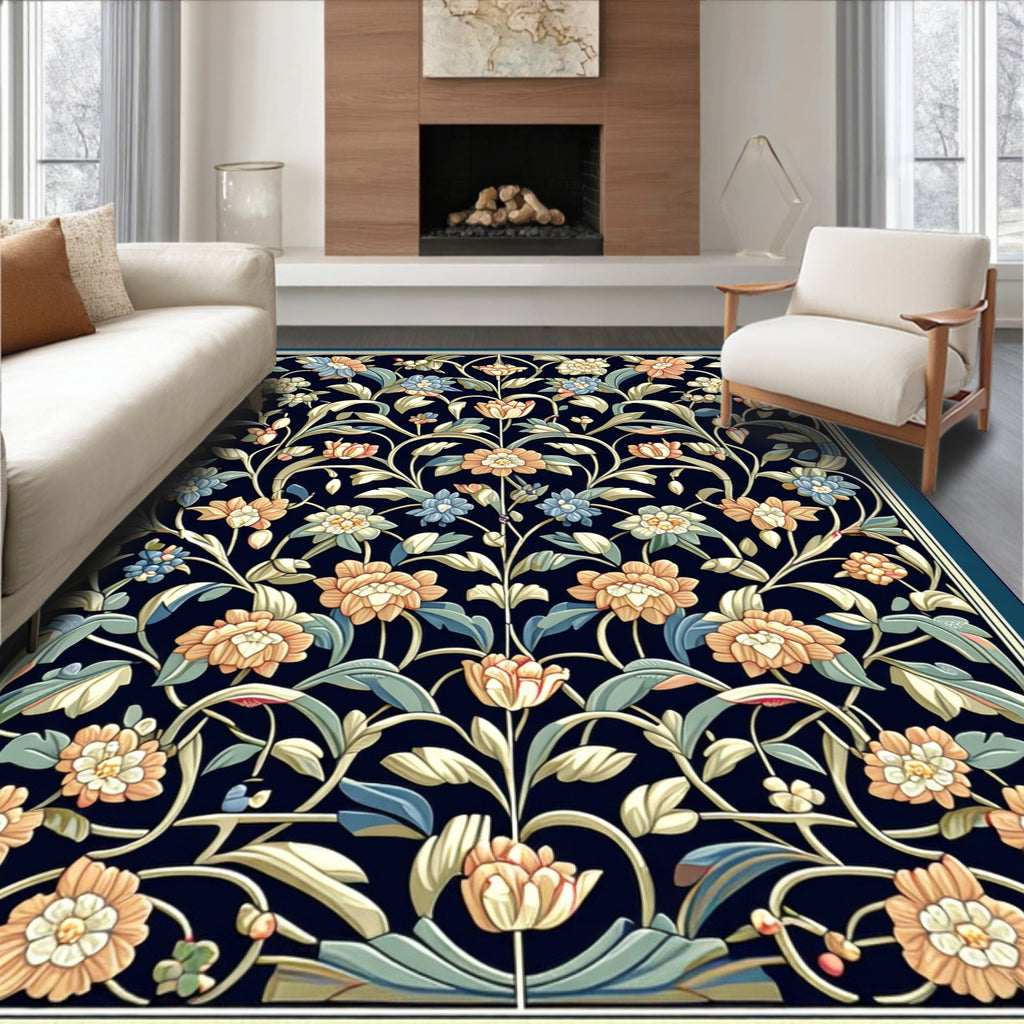 Ornate Floral Garden Pattern Rug