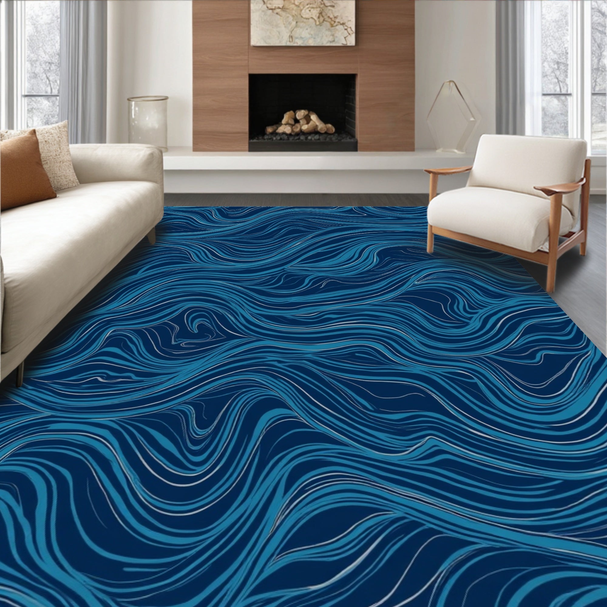 Dynamic Abstract Swirl Pattern Rug