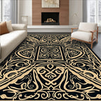 Elegant Black and Gold Intricate Design Rug