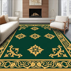 Emerald Gold Floral Corner Inlay Rug