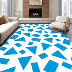 Bright Blue Geometric Shapes Assemblage Rug