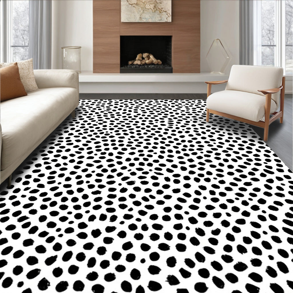 Black White Spotted Pattern Design Rug