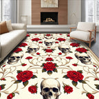 Skulls Roses Baroque Pattern Rug