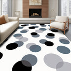 Modern Black Blue Tone Circles Pattern Rug