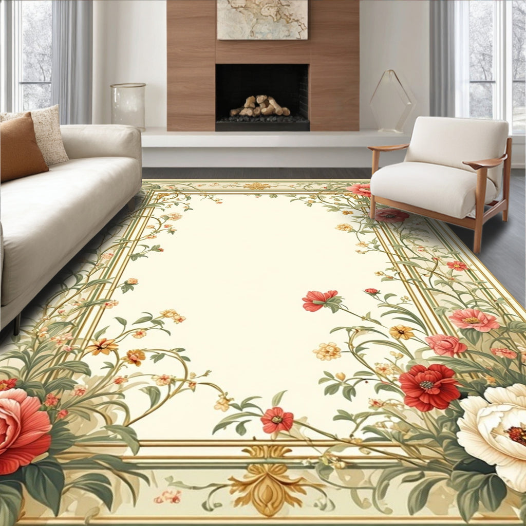 Floral Botanical Vines with Borders Rug