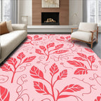Coral Botanical Stylized Vines Rug