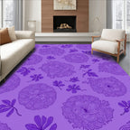 Floral Swirl Pattern on Purple Background Rug