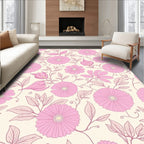 Pastel Pink Floral Outline Design Rug