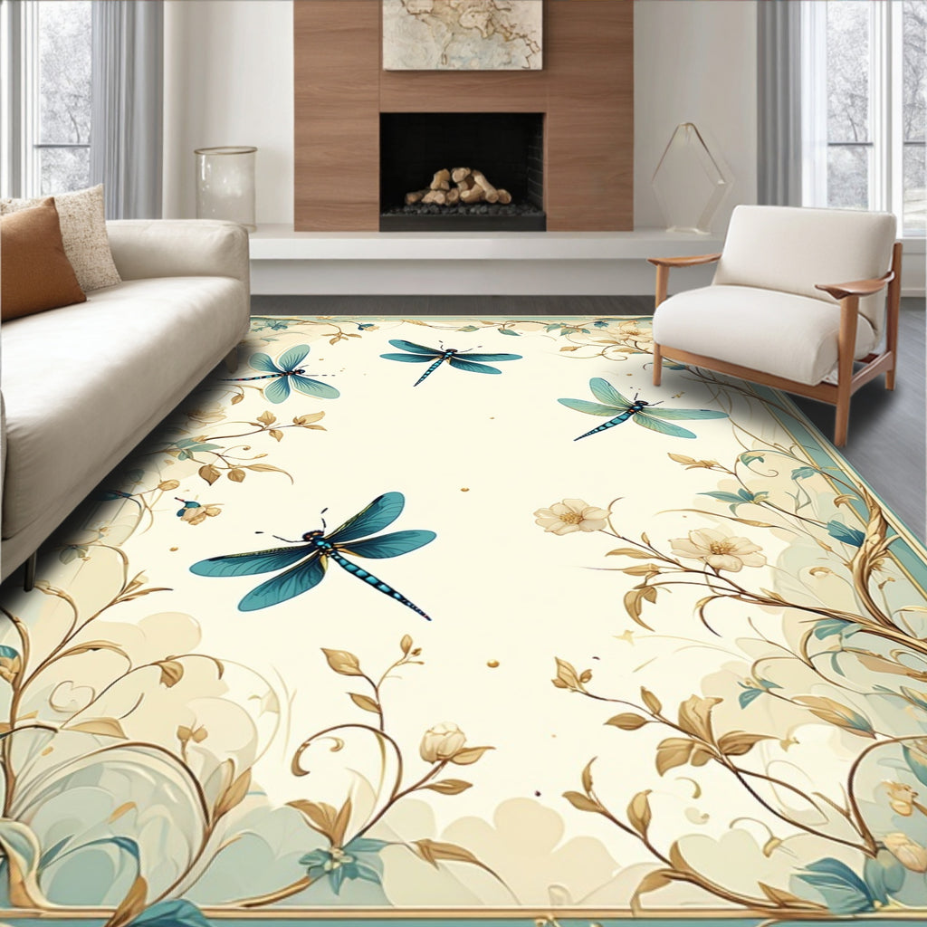 Dragonfly Floral Vintage Style Rug