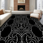Elegant White Swirl Stripe Pattern Rug