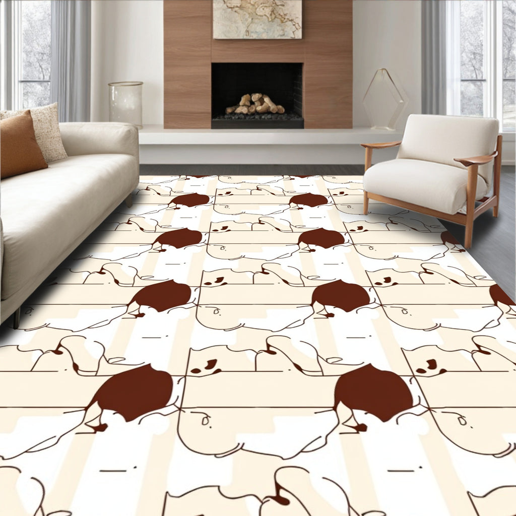 Cute Animal Sketch Pattern Rug