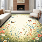 Whimsical Meadow Butterfly Garden Design Rug