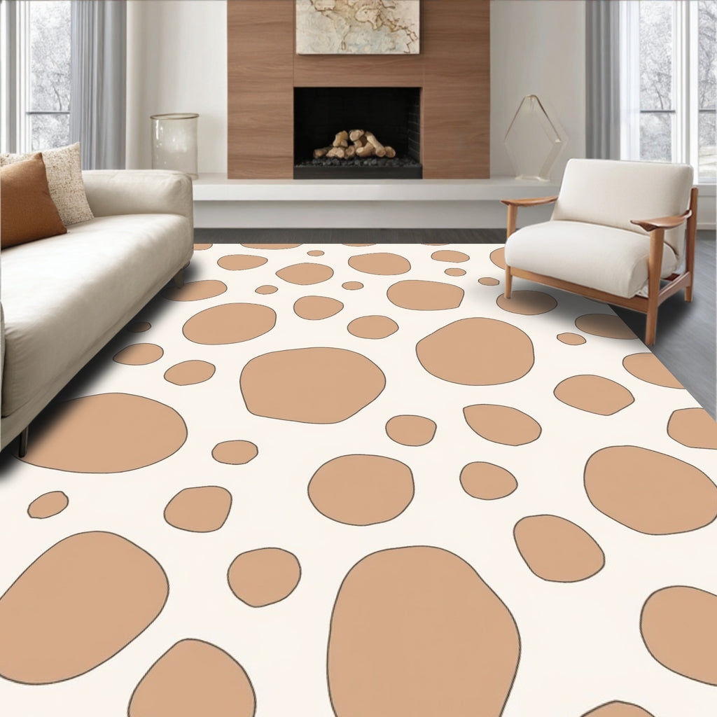 Abstract Tan Spotted Organic Pattern Rug