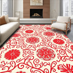 Red Floral Vine Pattern Rug