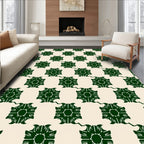 Dark Green Floral Lattice Pattern Rug