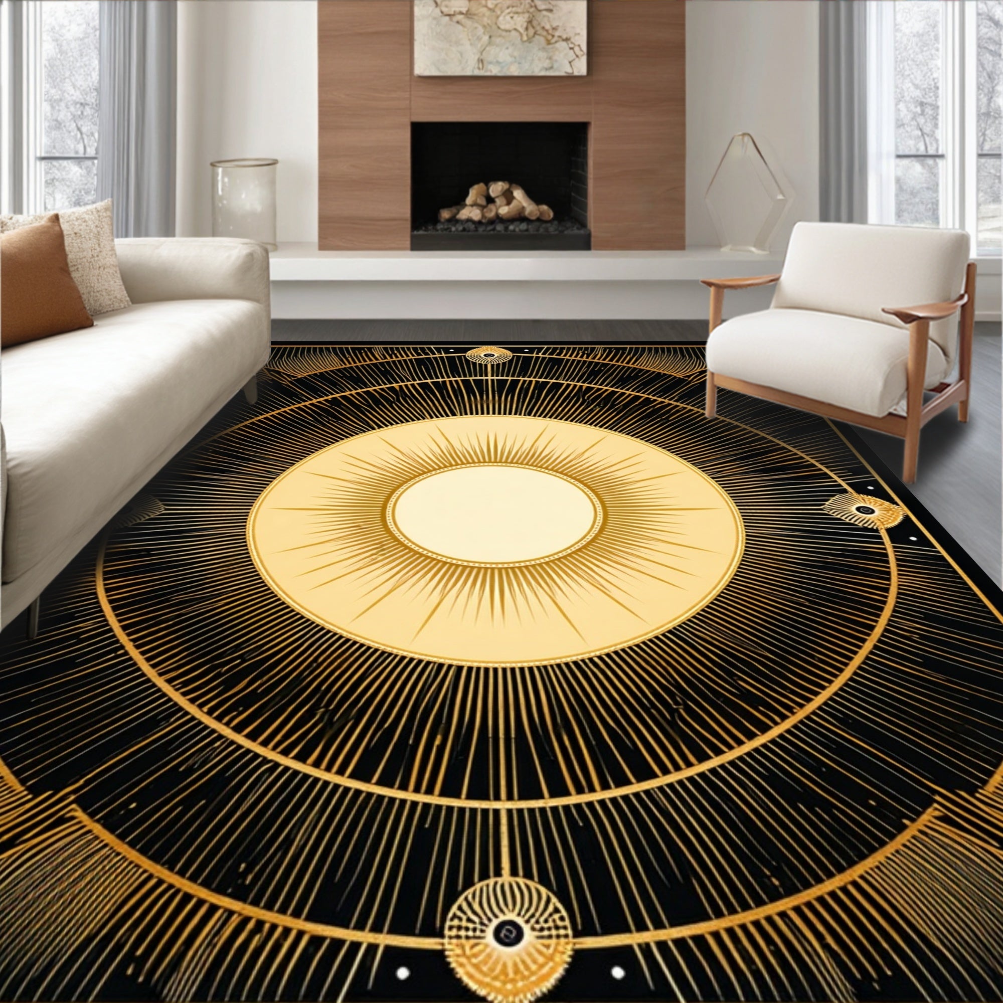 Radiant Sun Geometric Pattern Rug