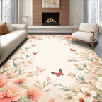 Whimsical Floral Butterfly Garden Design Rug
