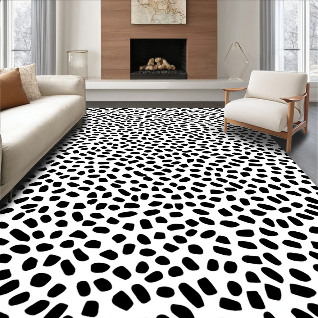 Black White Abstract Dot Pattern Rug